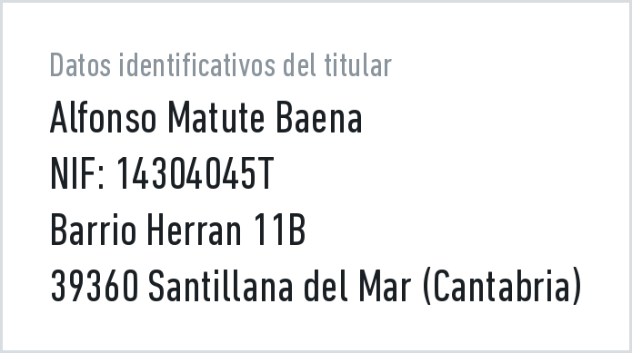 Identification details of the site owner: name, NIF and address
